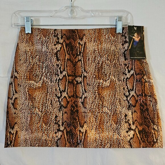 Faux Snakeskin Silk Line Mini Skirt SMALL - Picture 1 of 15